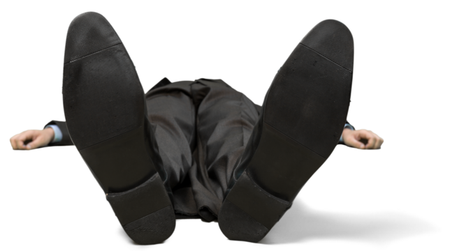 Portrait of a Businessman Lying Flat on his Back - Powered by Adobe