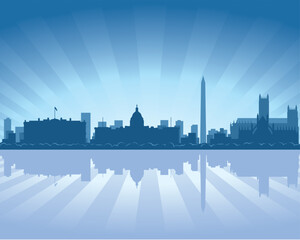 Naklejka premium Washington skyline with reflection in water