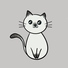 Cute gray cat sitting.Vector illustration.
