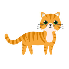 cute little cat walking orange tabby kitten cartoon vector illustration