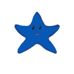 Cute blue starfish smiling happy.Vector illustration.