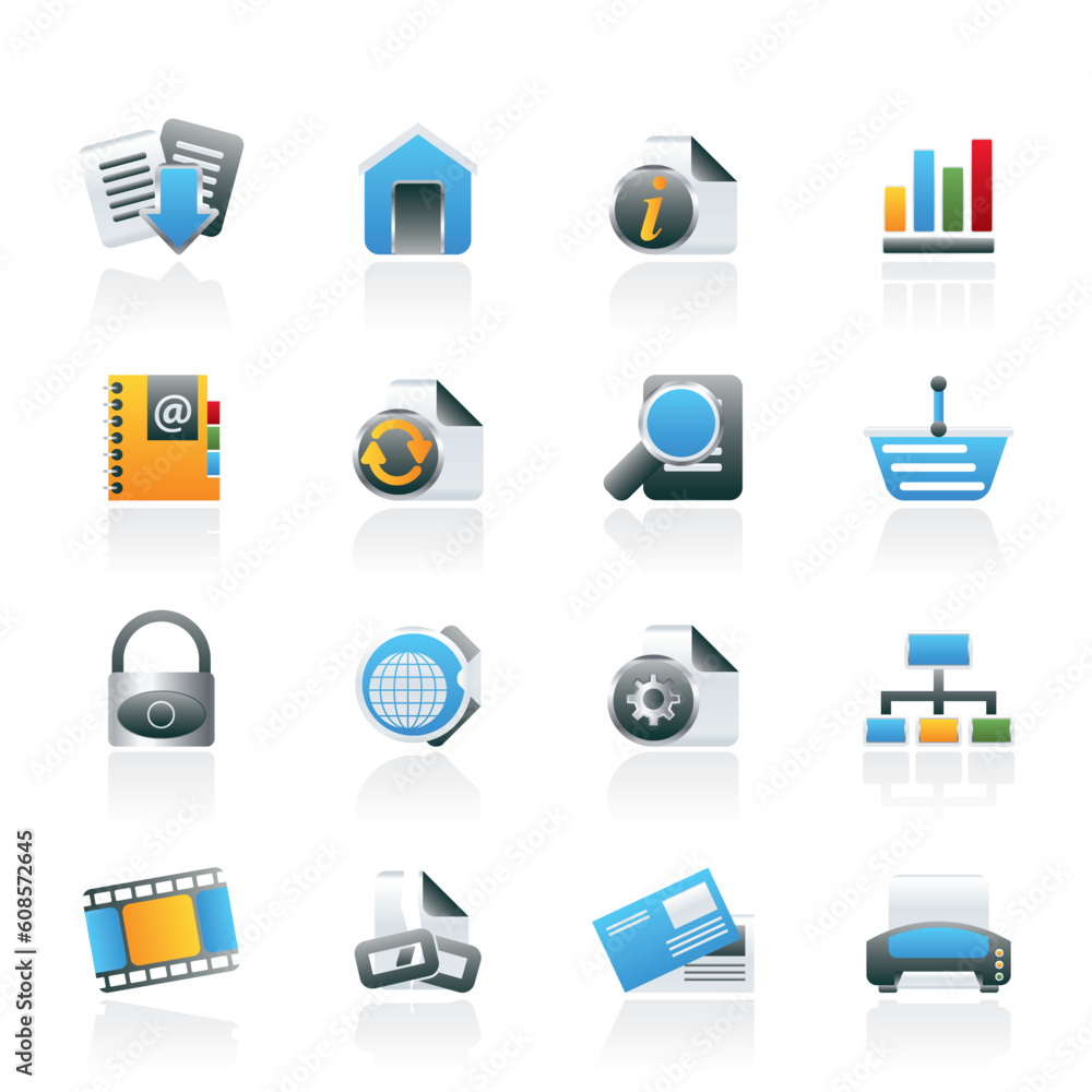 Aufkleber web site and internet icons - vector icon set