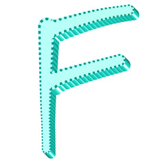 Alphabet letter F green color 3D shape handwriting font style graphic design png clipart