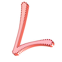 Alphabet letter L red color 3D shape handwriting font style graphic design png clipart