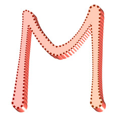 Obraz premium Alphabet letter M red color 3D shape handwriting font style graphic design png clipart