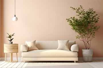 Fototapeta na wymiar Interior design of living room with copy space. Generative AI