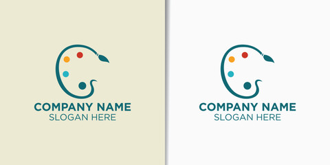 art and paint logo design vector, painting logo template