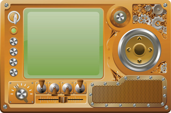 Steampunk style grunge media player control panel