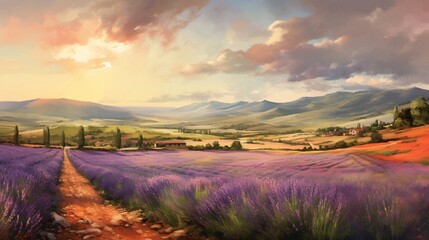 Lavender Lullaby: Immerse Yourself in the Peaceful Tranquility of a Serene Landscape, Generative AI