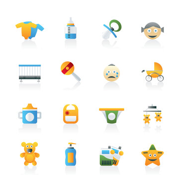 Baby, children and toys icons - vector icon set