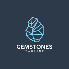 Gemstone Logo, Jewelery Simple Line Design, Vector Gem, Diamond, Icon Template