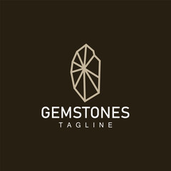 Gemstone Logo, Jewelery Simple Line Design, Vector Gem, Diamond, Icon Template