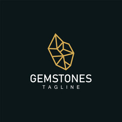 Gemstone Logo, Jewelery Simple Line Design, Vector Gem, Diamond, Icon Template