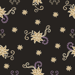 Fototapeta na wymiar seamless traditional floral pattern. Hand-drawn vector illustration for textile, fabric, and wallpaper