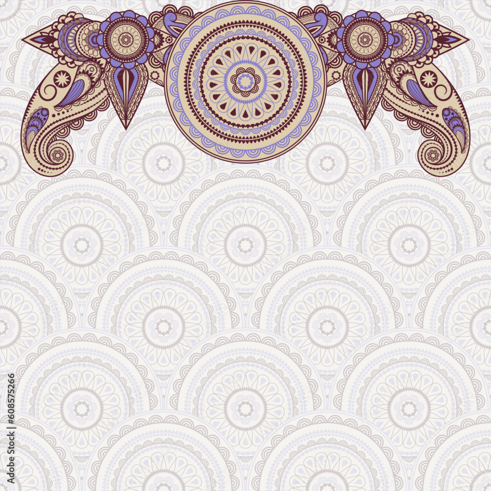 Poster vector border pattern on seamless eastern style background