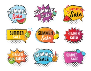 Foto op Plexiglas Summer sale speech banner template. Discount sticker tag sale set. © kaisorn