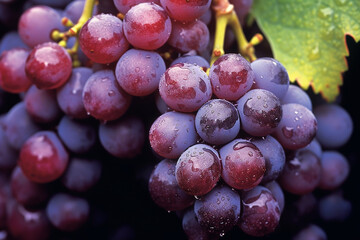A bunch of grapes with water drops on them. Generative AI