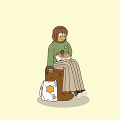 a teenage girl sitting on a cat's lap