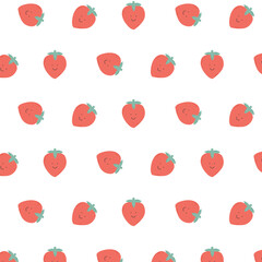 Childish seamless pattern with cute strawberries. Retro pattern with strawberries vector illustration. Clockwork children's print with strawberries