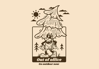 Mascot character of pine tree in vintage style