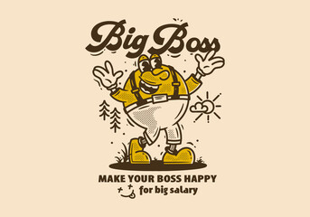 Big boss mascot character illustration design in vintage style