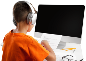 Child self doing homework at the home