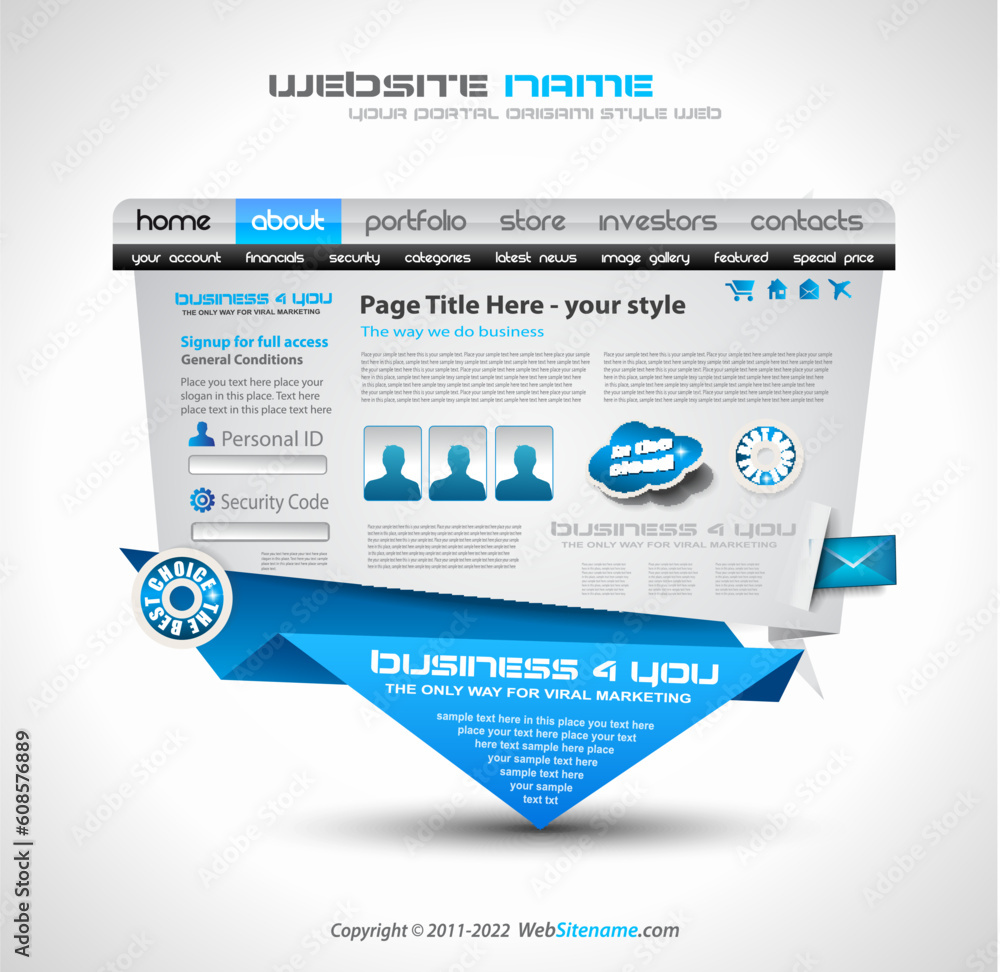Poster complex origami website - elegant design for business presentations. template with a lot of design e