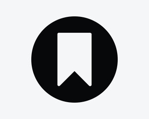 Bookmark Round Icon. Book Mark Circle Sign Symbol Banner Tag Shape Note App Guide Ribbon Button Black Artwork Graphic Illustration Clipart EPS Vector