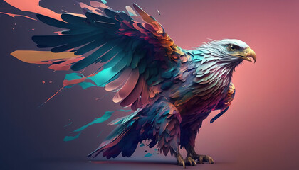 Fototapeta premium Eagle abstract wallpaper. Soft background with cute falkon bird in Pastel colors generative ai