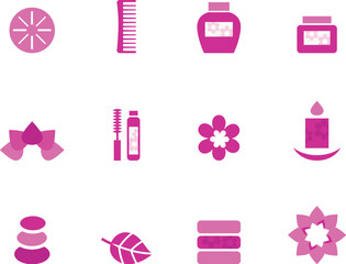 Collection of wellness and spa icons. Vector retro Illustration