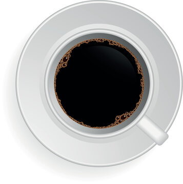 illustration of a cup filled with coffee with bubbles on top, eps 8 vector