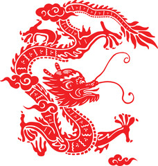Traditional paper cut of a dragon.