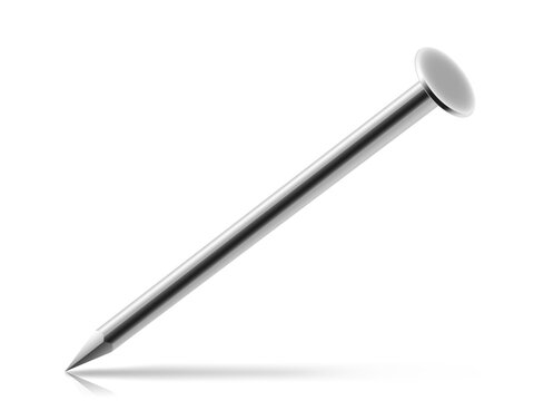 Steel nail on a white background