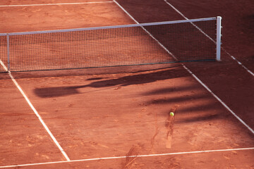 Fragment of clay tennis open court. T