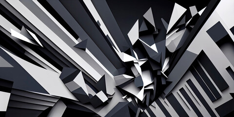 Modern abstract geometric grayscale wallpaper background design (Generative AI)