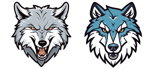 Colorful handsome wolf head logo image vector material