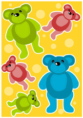 Beauty colorful background with teddy bears