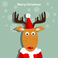 Greeting card with xmas deer