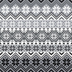 Nordic traditional pattern with snowflakes, white and grey design, full scalable vector graphic, all elements are grouped for easy editing