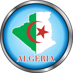 Vector Illustration for Algeria, Round Button.