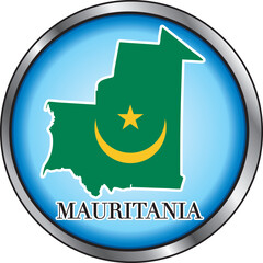 Vector Illustration for Mauritania, Round Button.