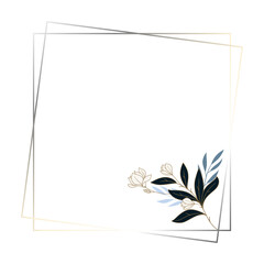 Square Luxury Floral Frame For Wedding Invitation