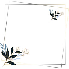 Square Luxury Floral Frame For Wedding Invitation