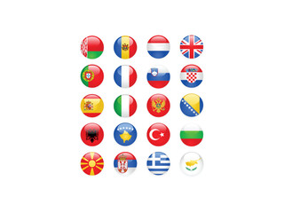 Glossy Europe flags buttons, part one
