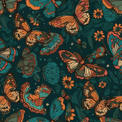cartoon butterflies pattern, wallpaper, tile,