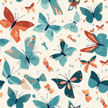 cartoon butterflies pattern, wallpaper, tile,