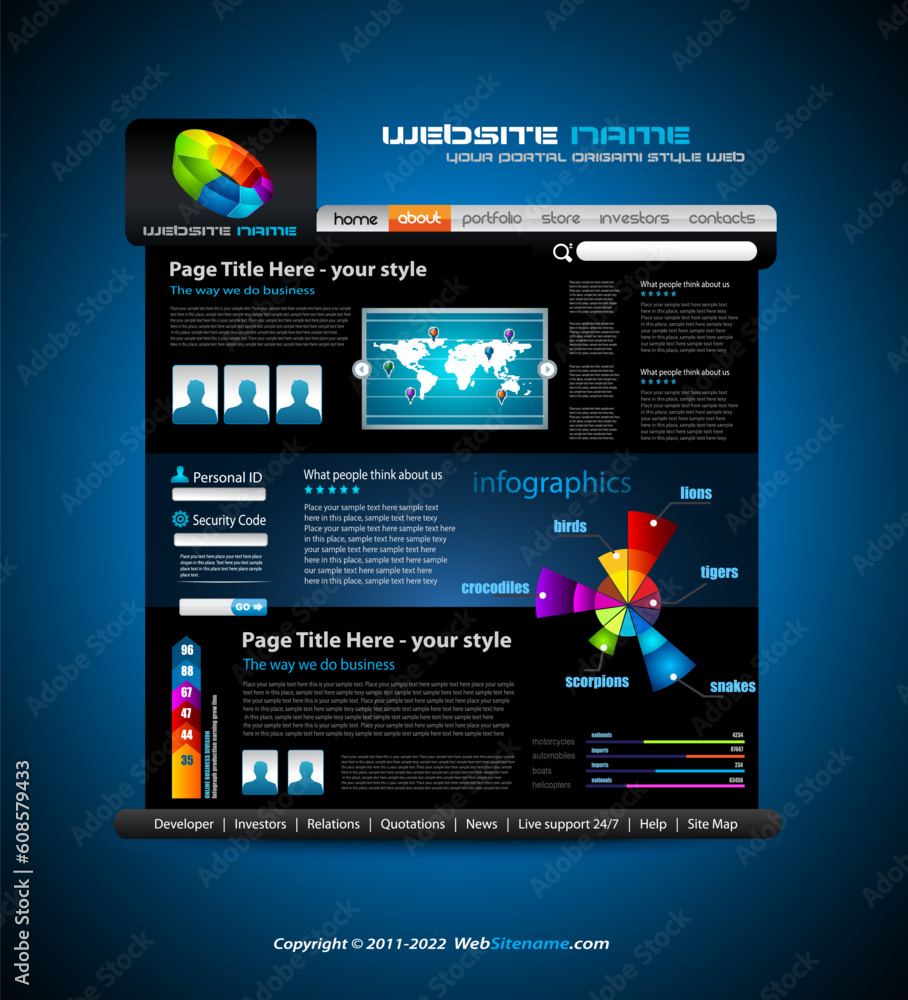 Poster complex origami website - elegant design for business presentations. template with a lot of design e