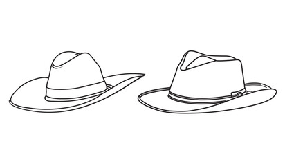 cowboy hat line art collection isolated on white Background. Cowboy hat clipart .Cowboy hat icon vector illustration. 