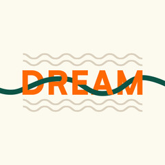 'Dream' Typography Illustration with Intertwined Line, Abstract Illustration
