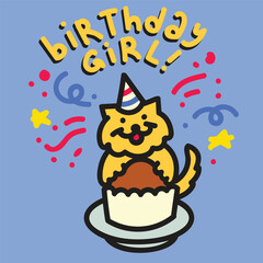 Cute Pomeranian Dog Birthday Vector Illustration